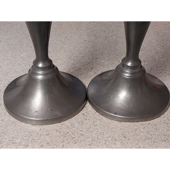 Pair Of Preisner Pewter Candlesticks Taper Candle Holders Vintage 6" - Picture 10 of 11